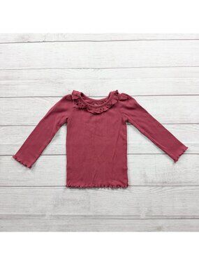 Garanimals Toddler Girls Rose Pink Ruffled Ribbed Long Sleeve Top 2T